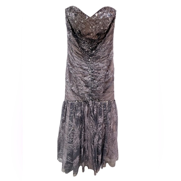 Deb Strapless Glitter Sequin Cocktail Dress Gray Size 5/6 NWT - Picture 5 of 8